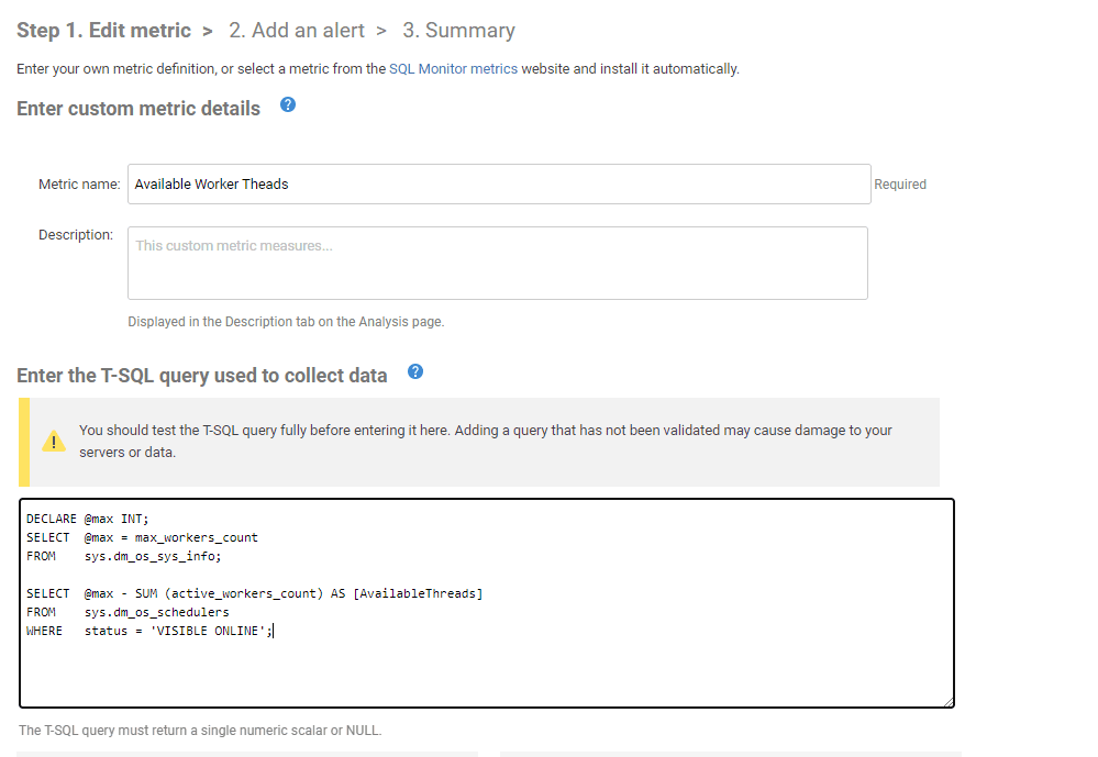 custom metric to track worker threads